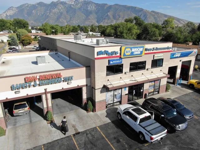 The storefront at McNeil's Auto Care in Sandy, seen from above